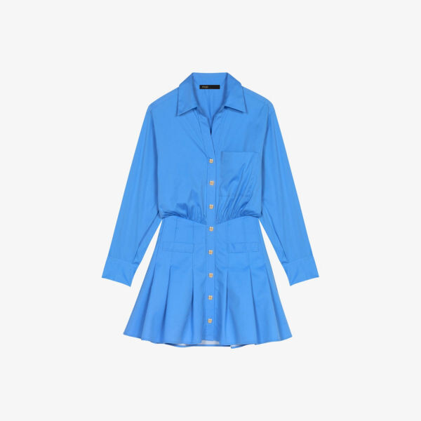 

Платье мини Raudrela из эластичного хлопка с длинными рукавами и пуговицами Maje, цвет bleus