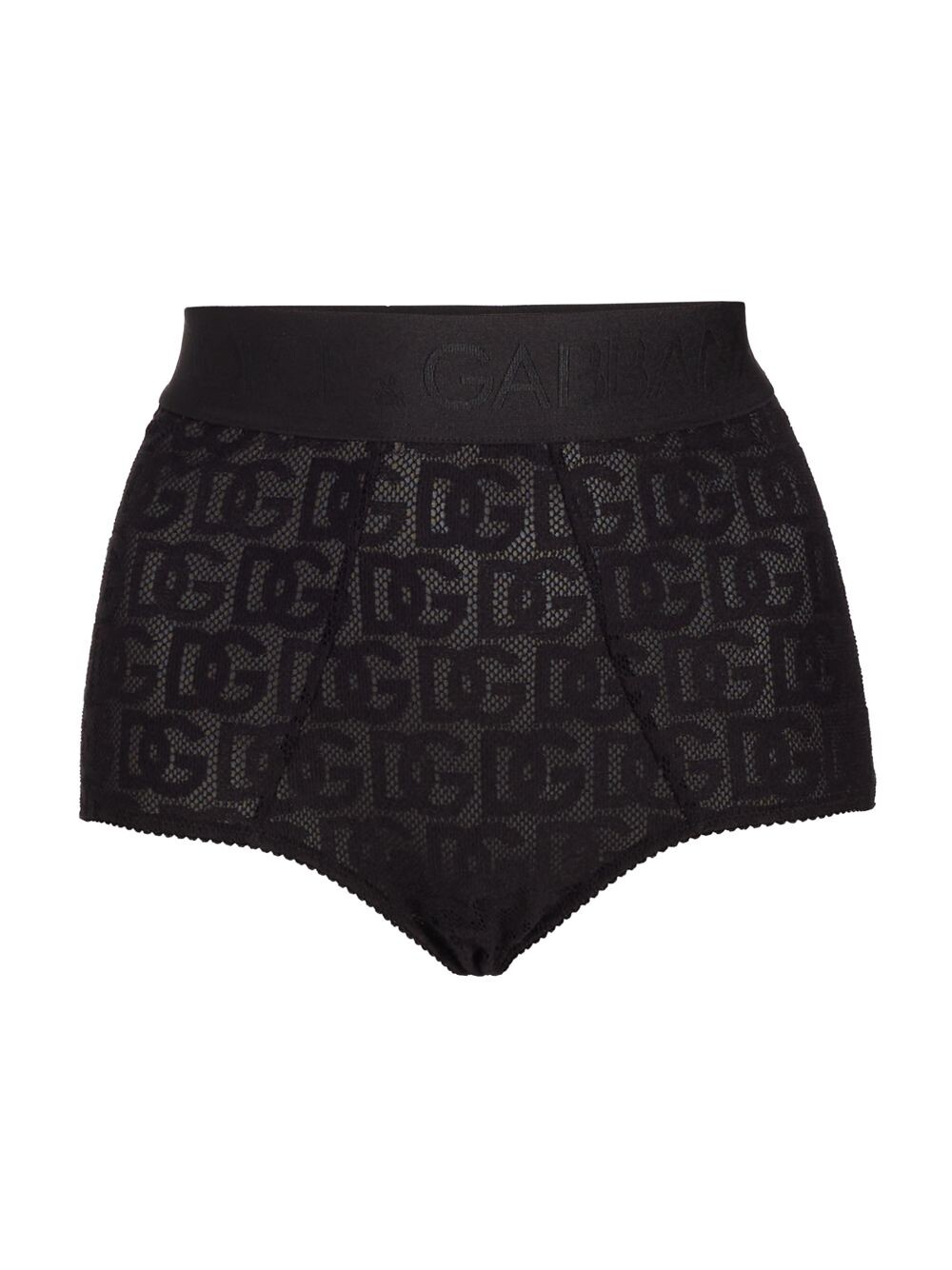 

Кружевные трусы с логотипом и высокой талией DOLCE&GABBANA, черный