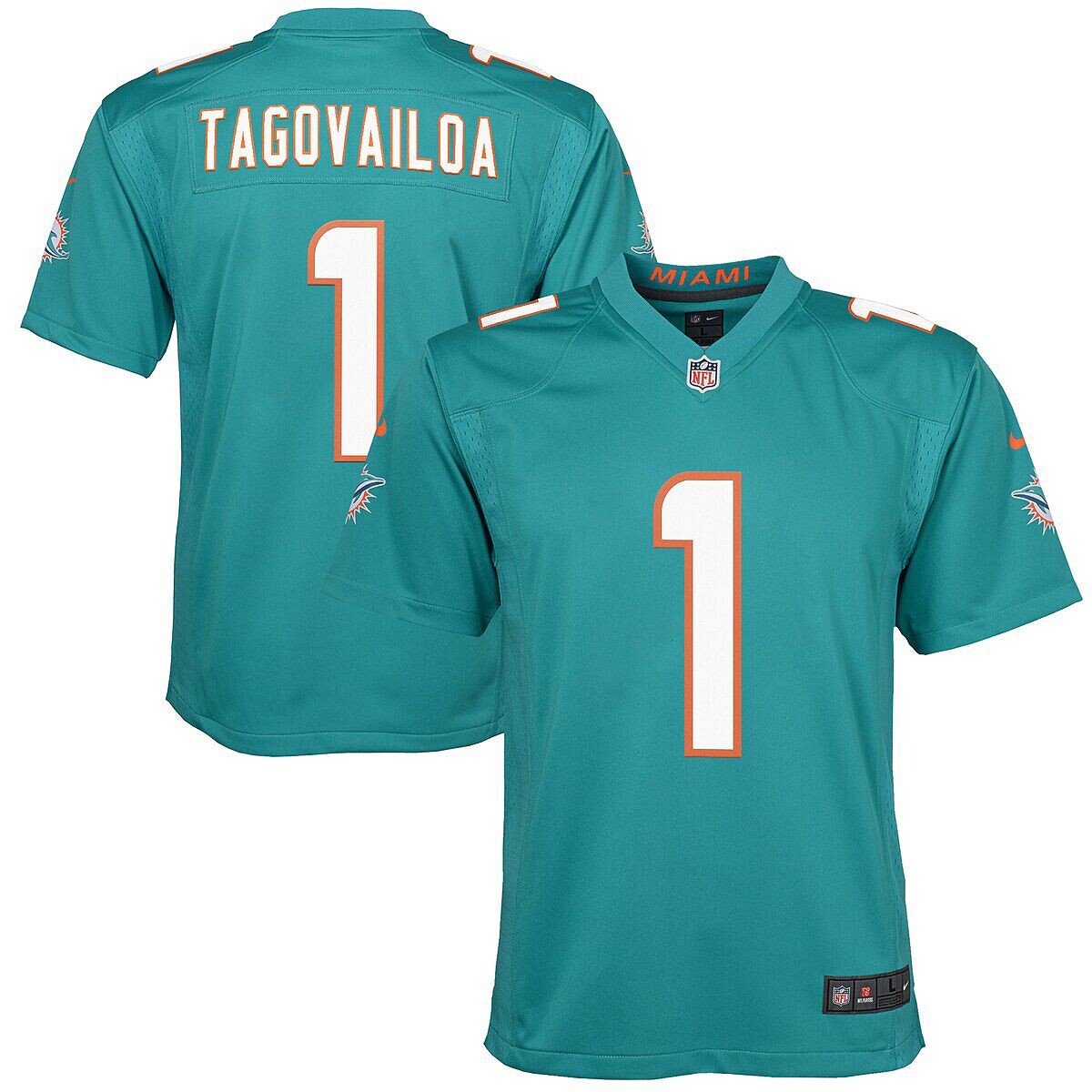 

Джерси для мальчиков и девочек Tua Tagovailoa Aqua Miami Dolphins Game Nike