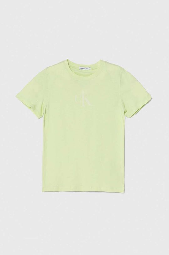 цена Хлопковая футболка для детей Calvin Klein Jeans, зеленый