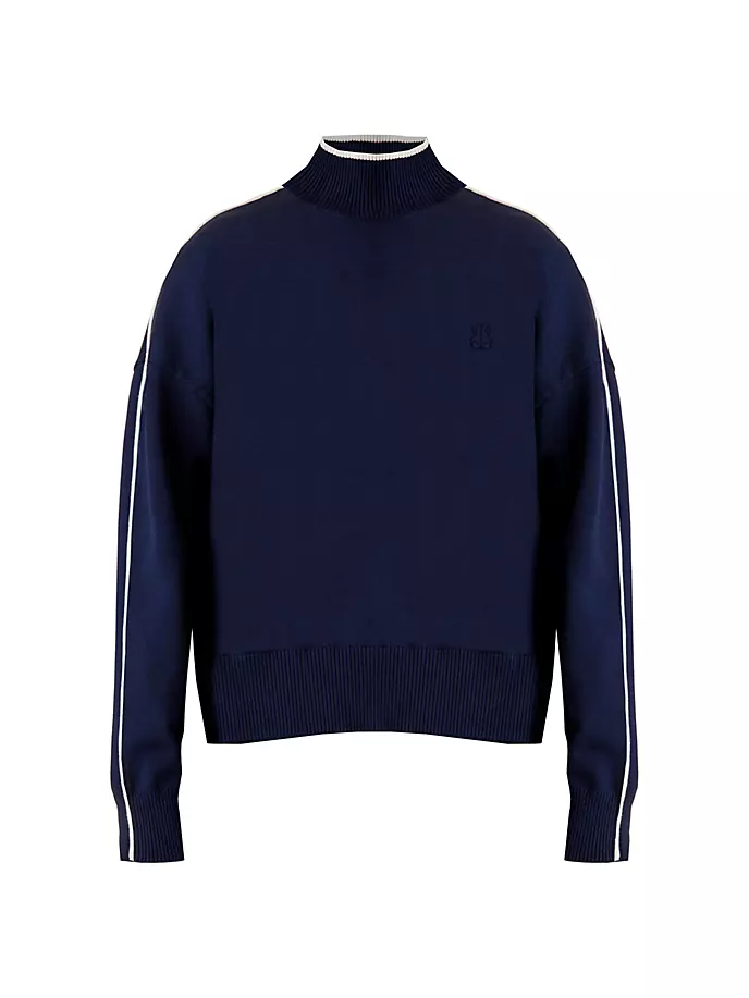 

Вязаный свитер с воротником-стойкой в рамке Alala, темно-синий