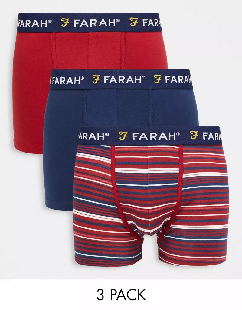 Комплект из 3 трусов-боксеров Farah в красную и темно-синюю полоску кроссовки bubble kids zapatillas azul rojo