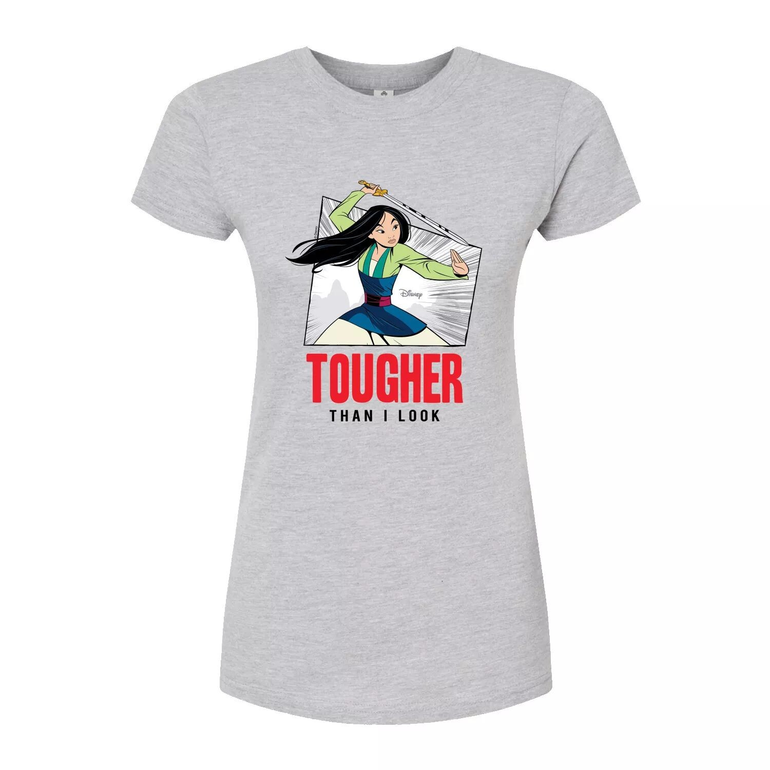 

Облегающая футболка Disney's Mulan Juniors «Tougher Tougher Than I Look» Licensed Character, серый