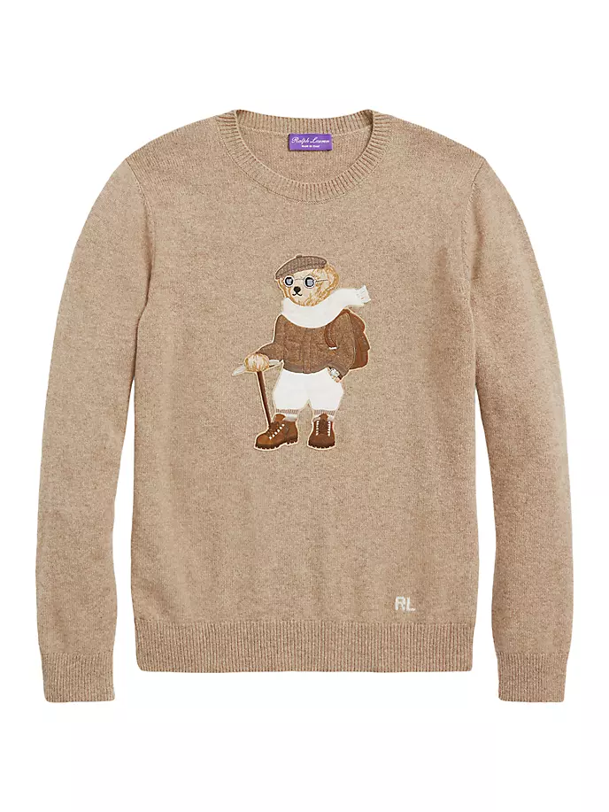 

Кашемировый свитер с круглым вырезом Polo Bear Ralph Lauren Purple Label, цвет truffle melange