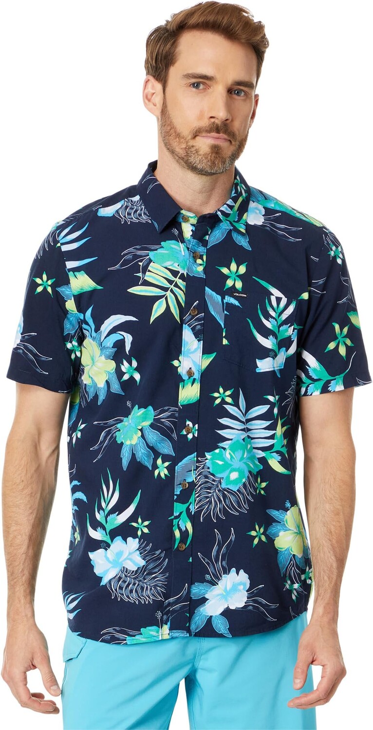 Рубашка Sunriser Floral Short Sleeve Woven Volcom, темно-синий