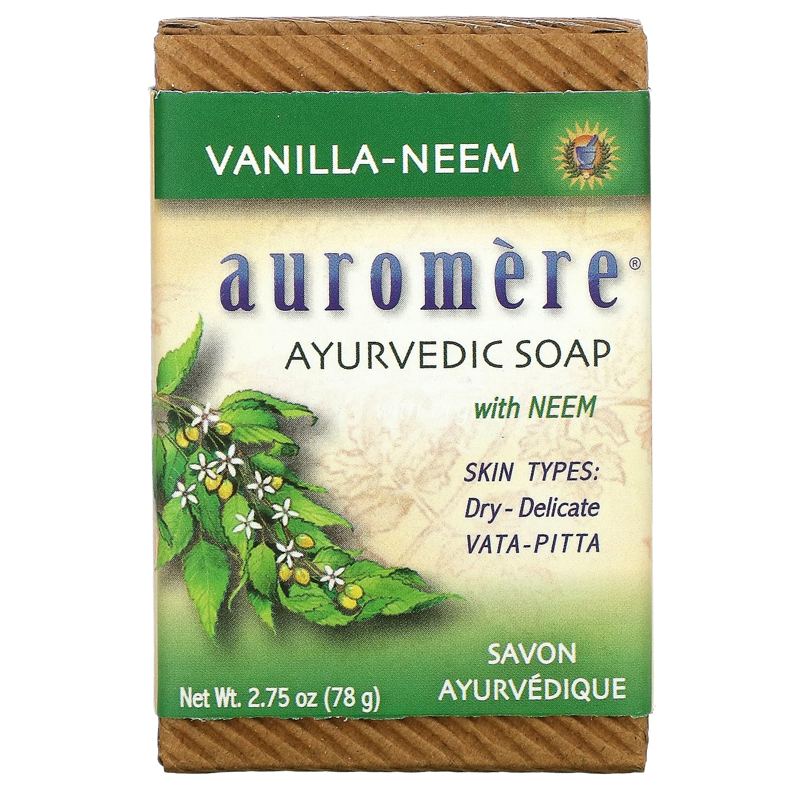 цена Auromere Аюрведическое мыло с ванилью Ним-Ним 2,75 унции