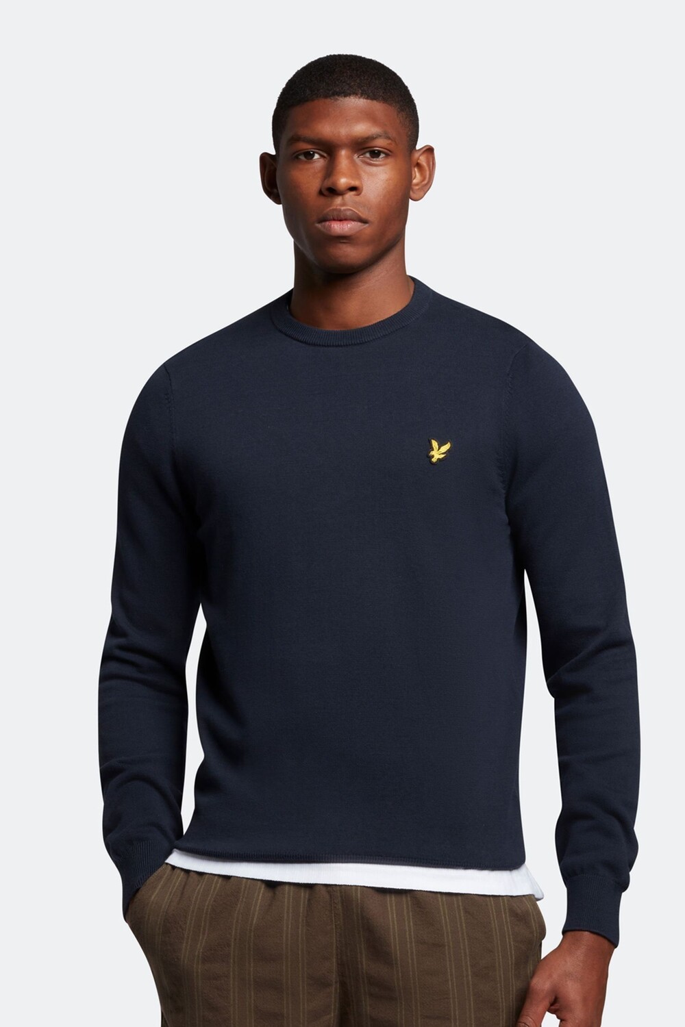 

Синий хлопковый свитер с круглым вырезом Lyle & Scott, синий