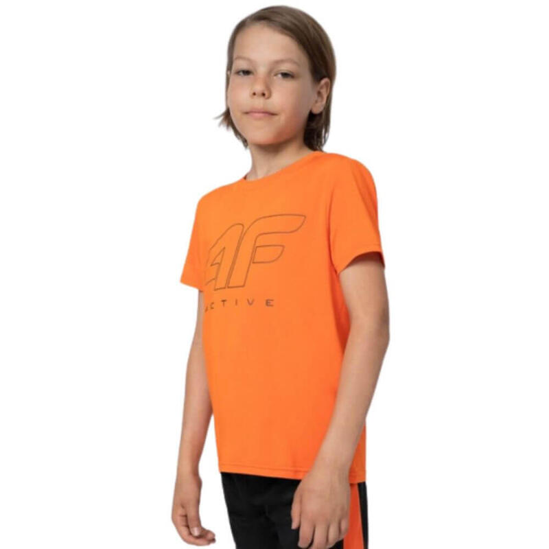 Базовая футболка для мальчика 4F с короткими рукавами. Апельсин
