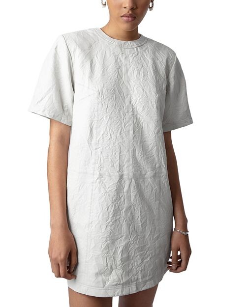 

Платье-футболка из фактурной кожи Riddy Cuir Froisse Zadig & Voltaire, цвет White