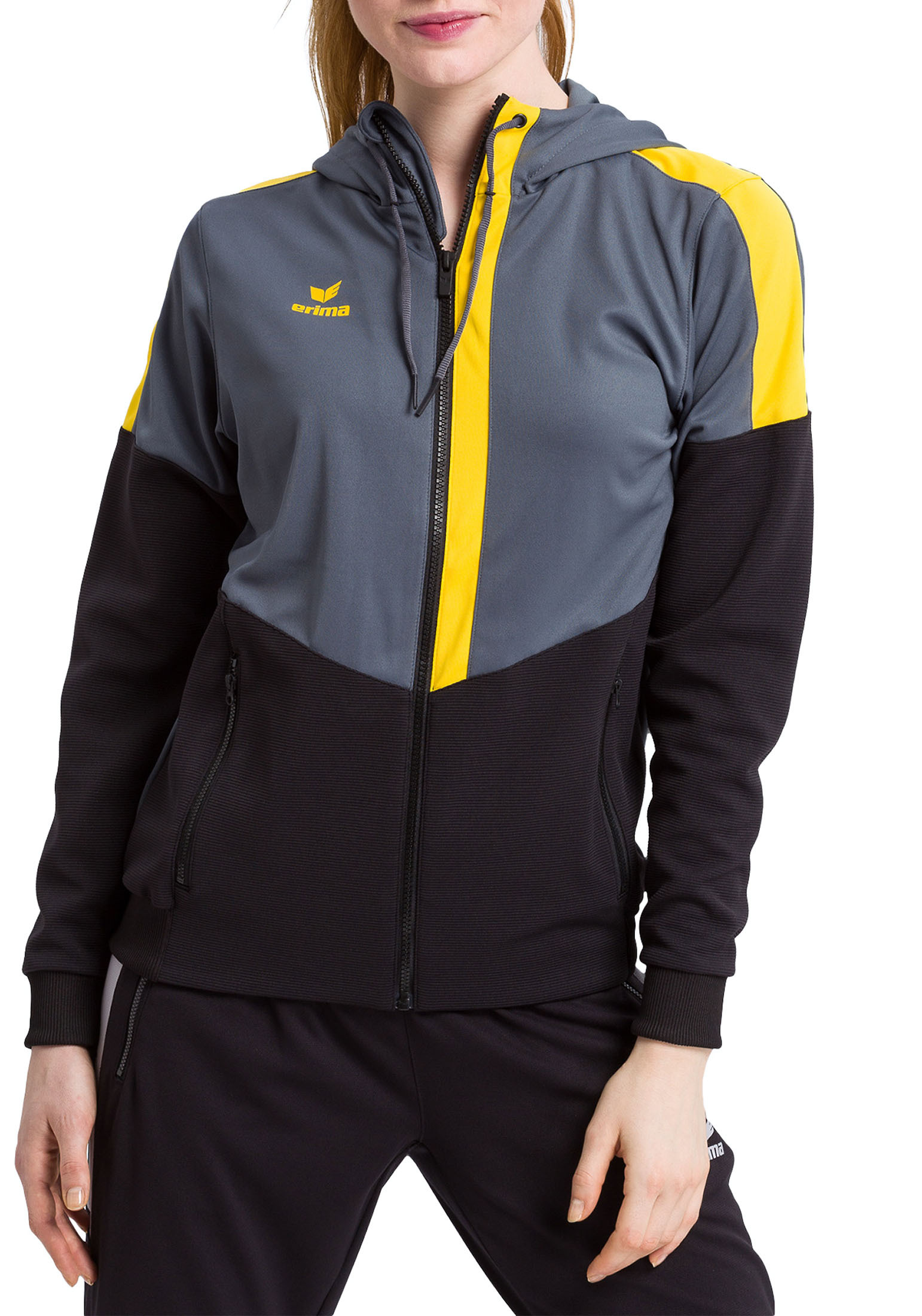 Спортивная куртка erima Squad, сланцево-серый/черный/желтый