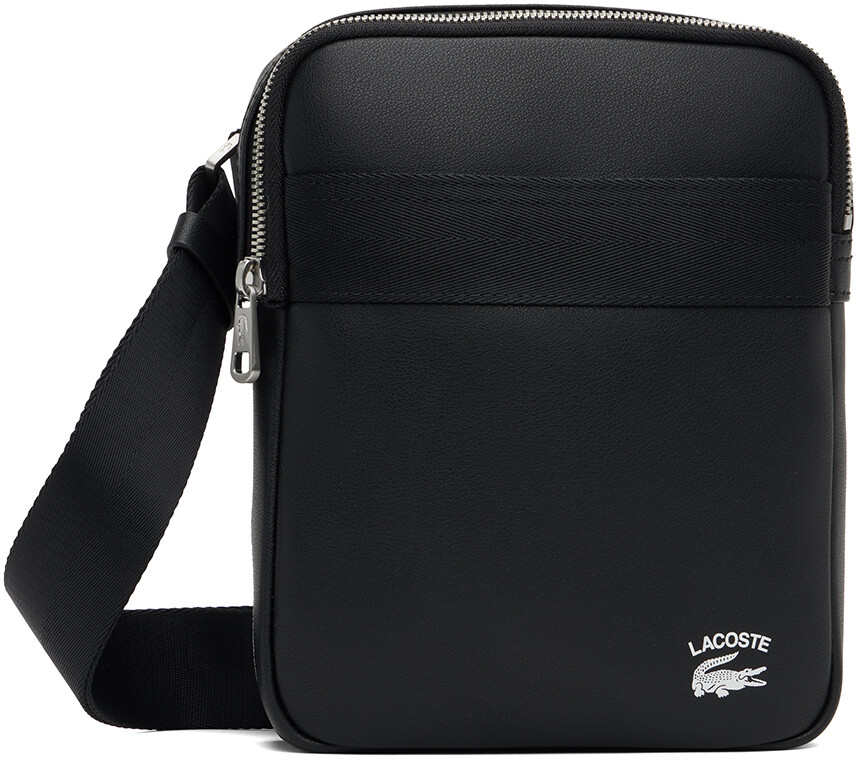 

Черная сумка через плечо с контрастным логотипом Lacoste