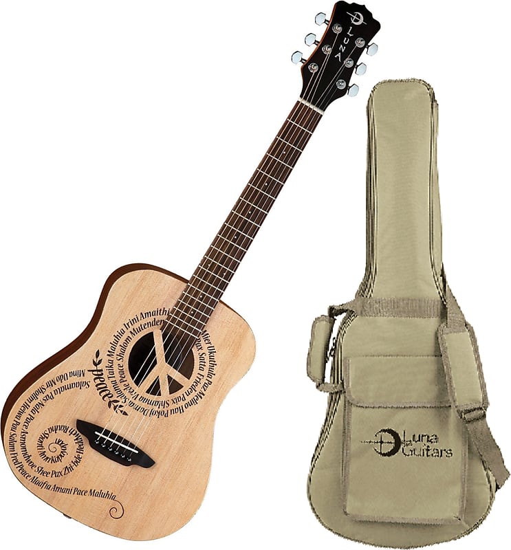 Акустическая гитара Luna Safari Peace Etched Travel Acoustic Bundle
