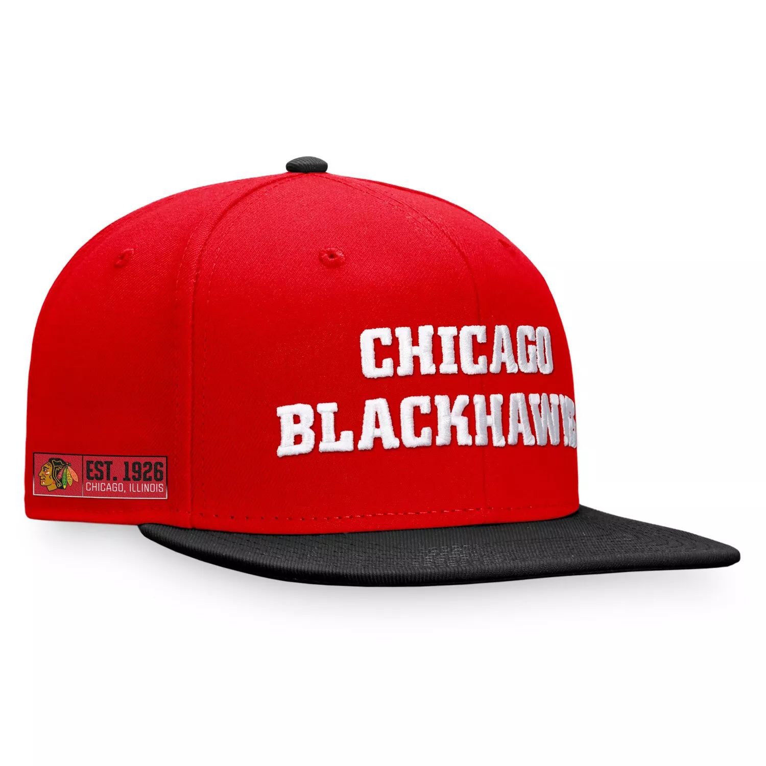 цена Мужская фирменная красная/черная бейсболка Chicago Blackhawks Fanatics с цветными блоками Snapback