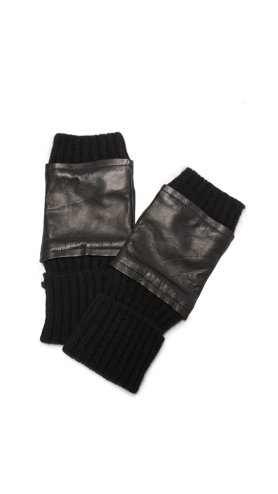 

Перчатки Carolina Amato Fingerless Knit & Leather, черный