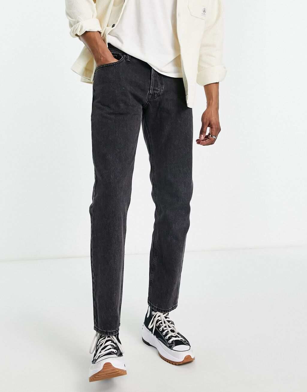 

Серые жесткие джинсы прямого кроя Jack & Jones Intelligence Mike