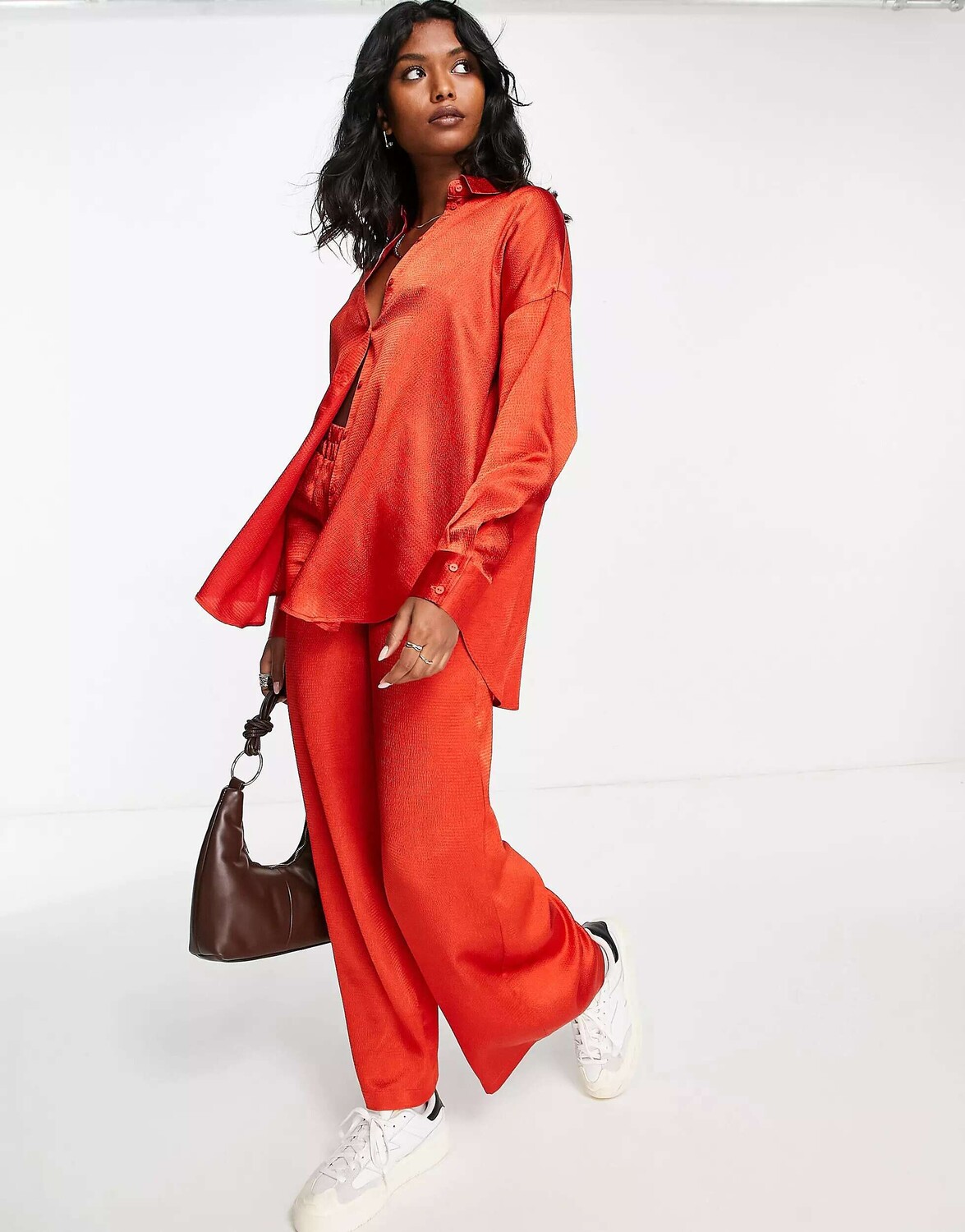 

Красные широкие атласные брюки Vero Moda, Красный