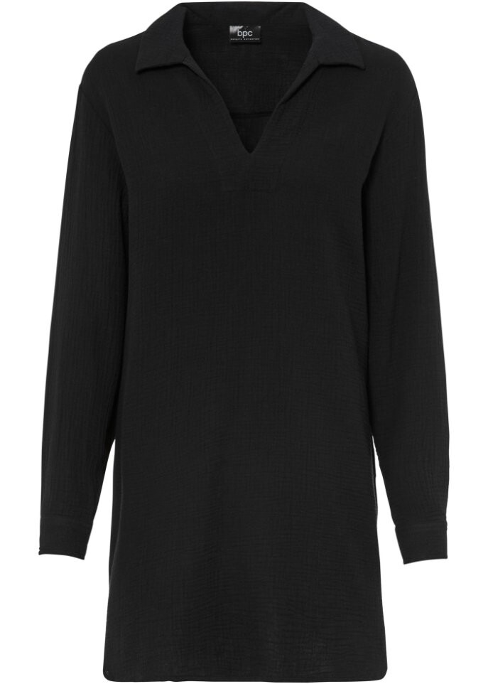 

Муслиновое платье с воротником из экологически чистого хлопка Bpc Bonprix Collection, черный