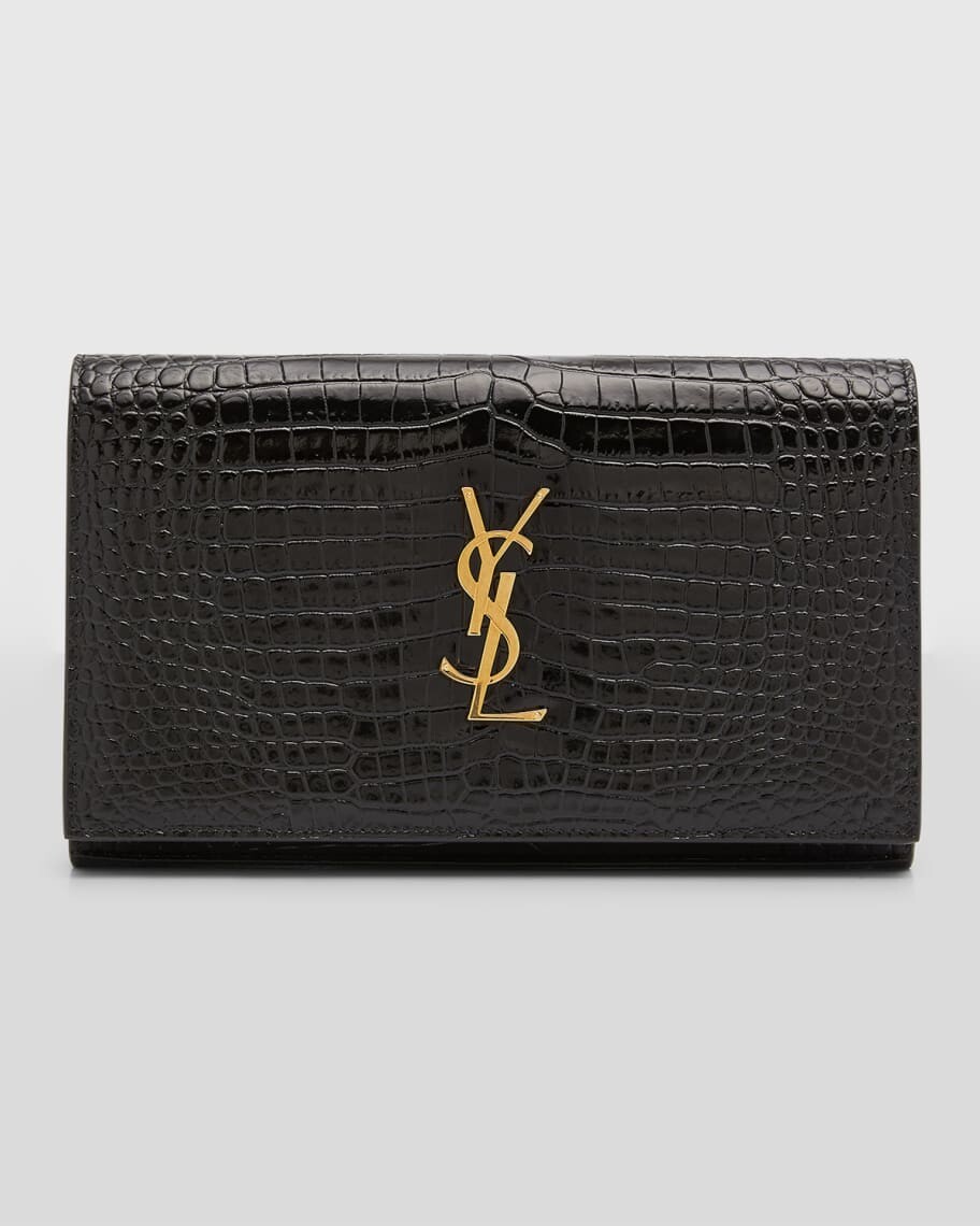 

Бумажник YSL с тиснением под крокодила на цепочке Saint Laurent