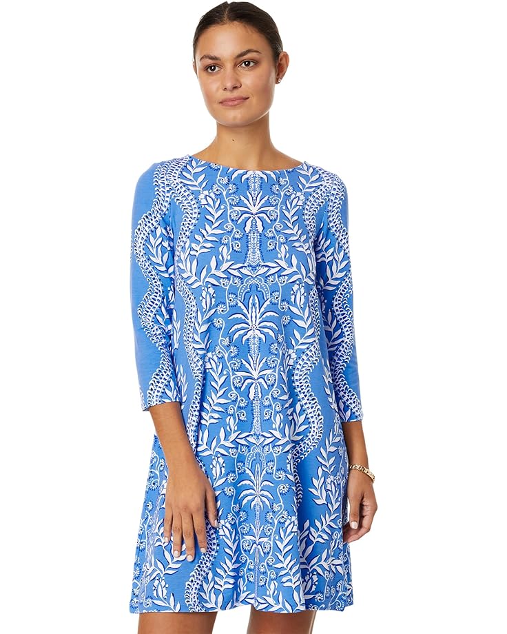 Платье Lilly Pulitzer Ophelia 3/4 Sleeve, цвет Abaco Blue Have It Both Rays Engineered Knit Dress