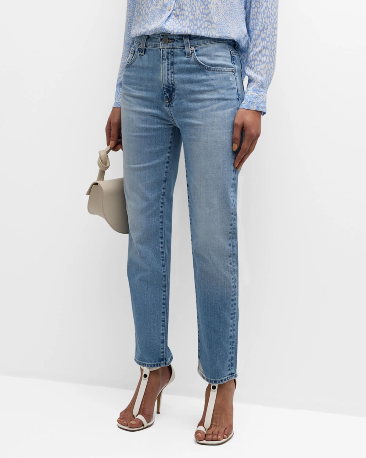

Прямые джинсы Saige с завышенной талией AG Jeans, цвет 22 Years Whisper