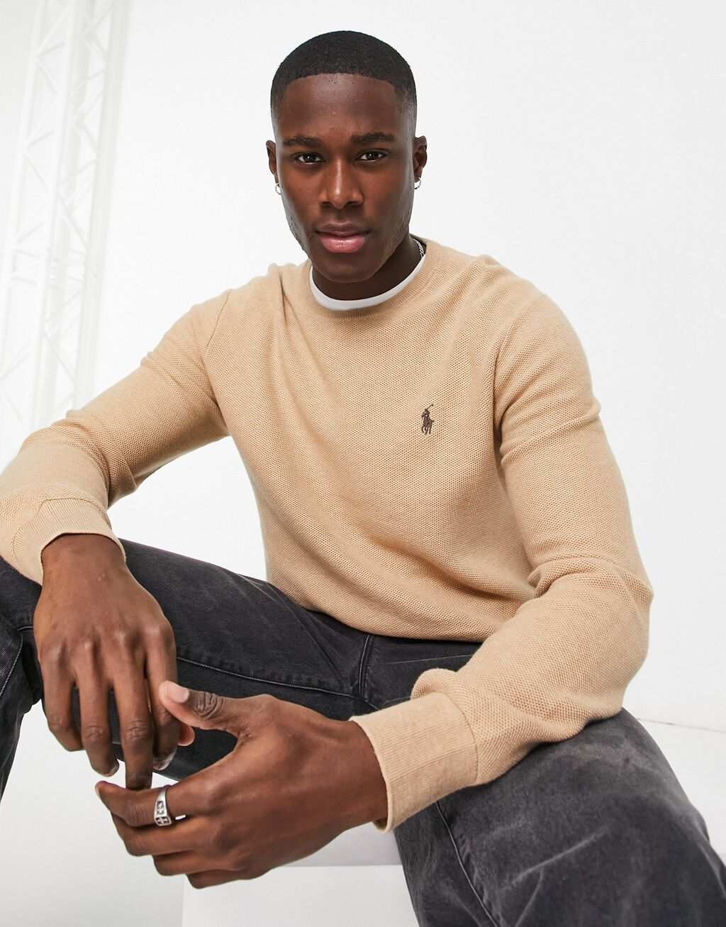 

Светло-коричневый джемпер из тяжелого хлопка Polo Ralph Lauren с логотипом