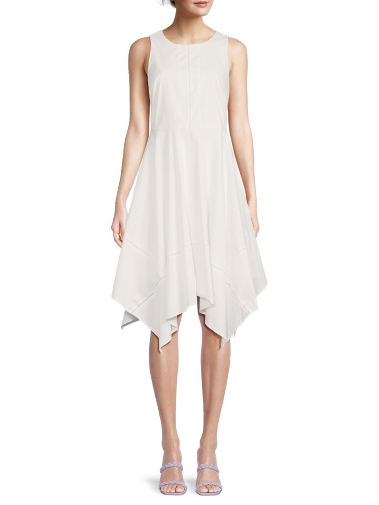 Платье без рукавов с платочным подолом Donna Karan New York, белый
