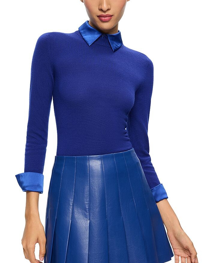 

Свитер с воротником-стойкой Alice and Olivia Porla, синий