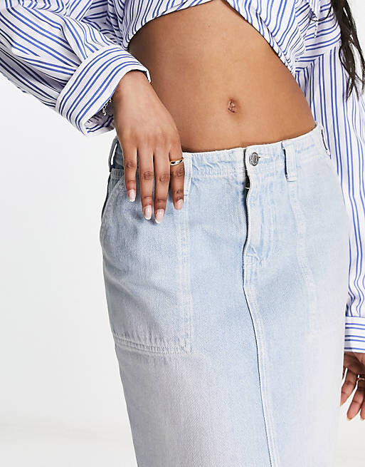 

Белая джинсовая юбка макси карго ASOS DESIGN