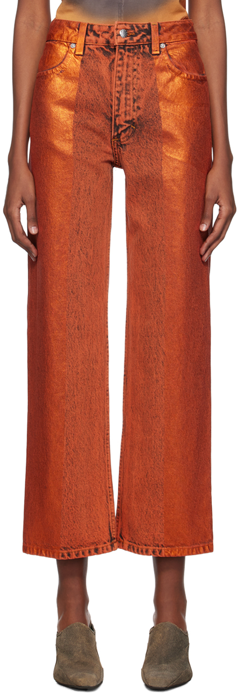 цена Оранжевые широкие джинсы Eckhaus Latta, цвет Copper