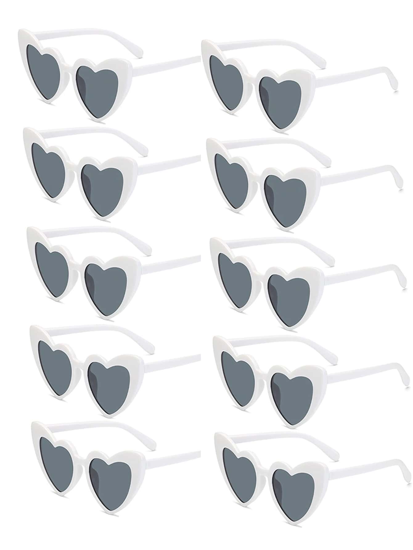 цена 10 шт. солнцезащитные очки в форме сердца для женщин