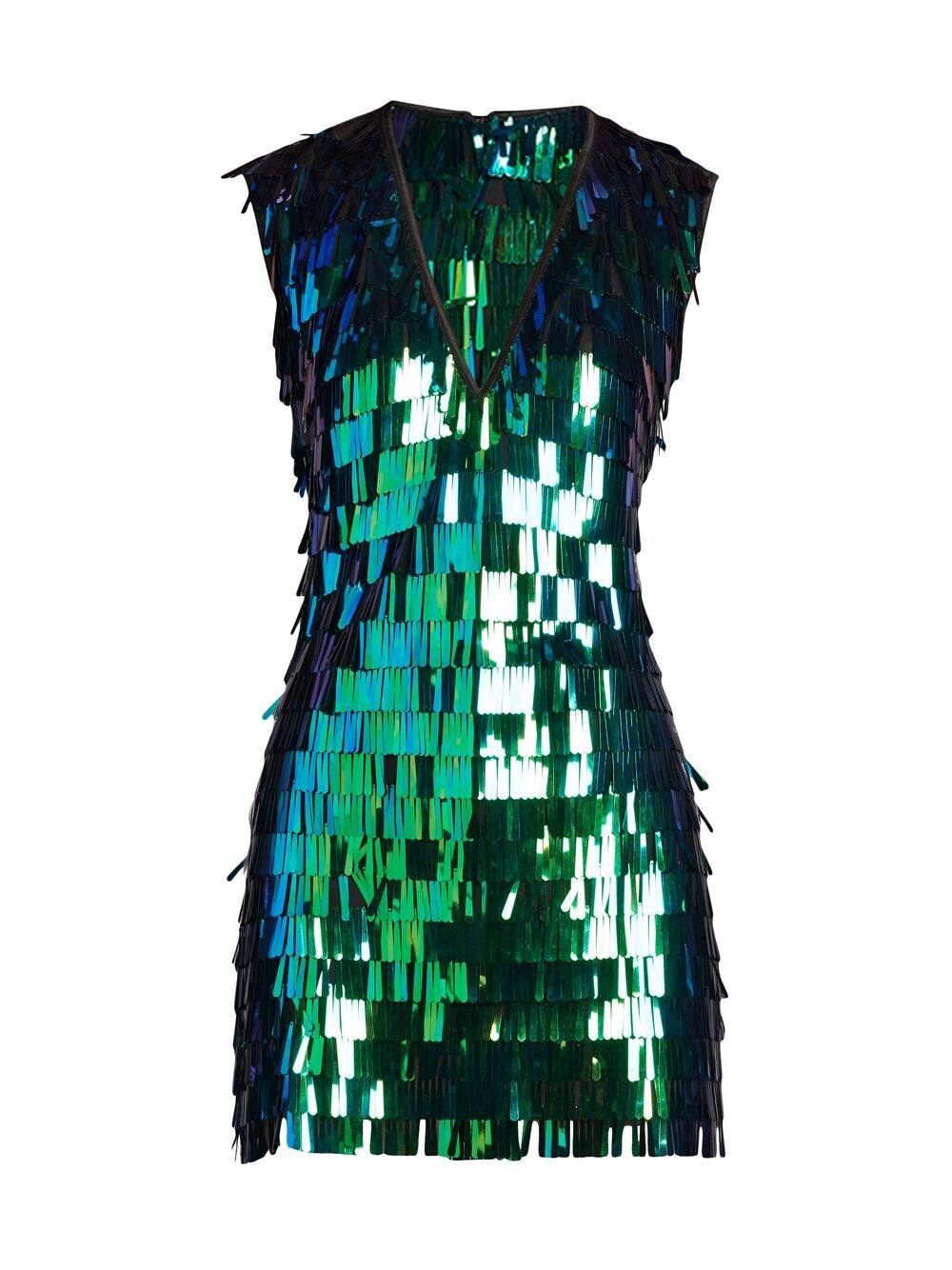 

Мини-платье с V-образным вырезом и бахромой с пайетками Tadashi Shoji