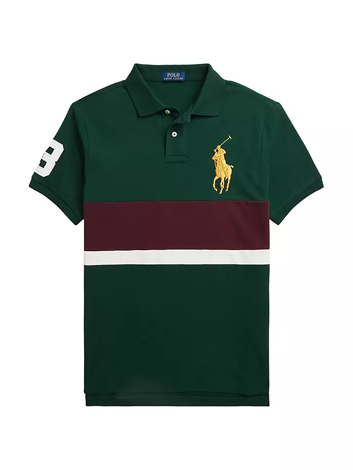 

Рубашка поло из сетки с цветными блоками Pony Polo Ralph Lauren, мультиколор