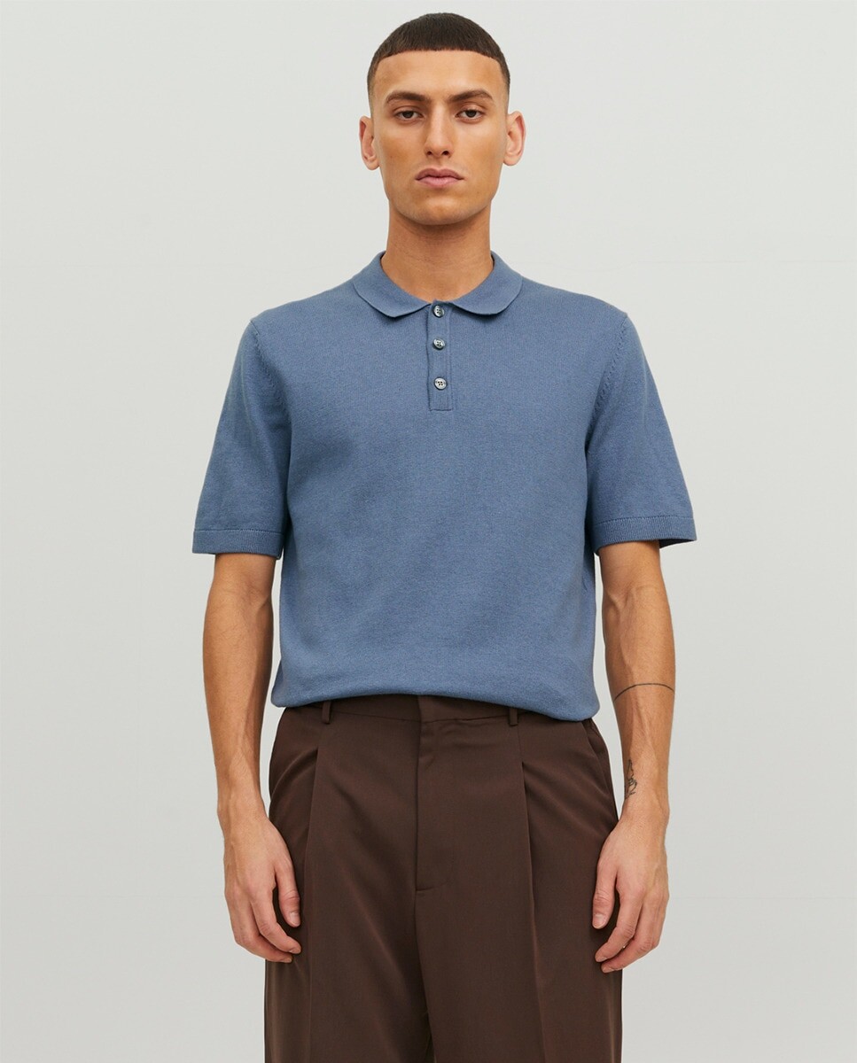

Мужское трикотажное поло с короткими рукавами Jack & Jones, темно-синий