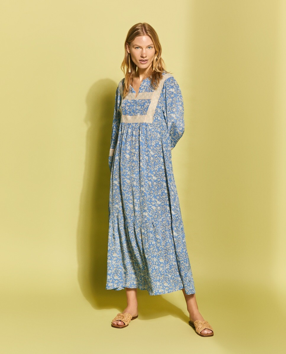 

Длинное платье с каймой Southern Cotton, синий