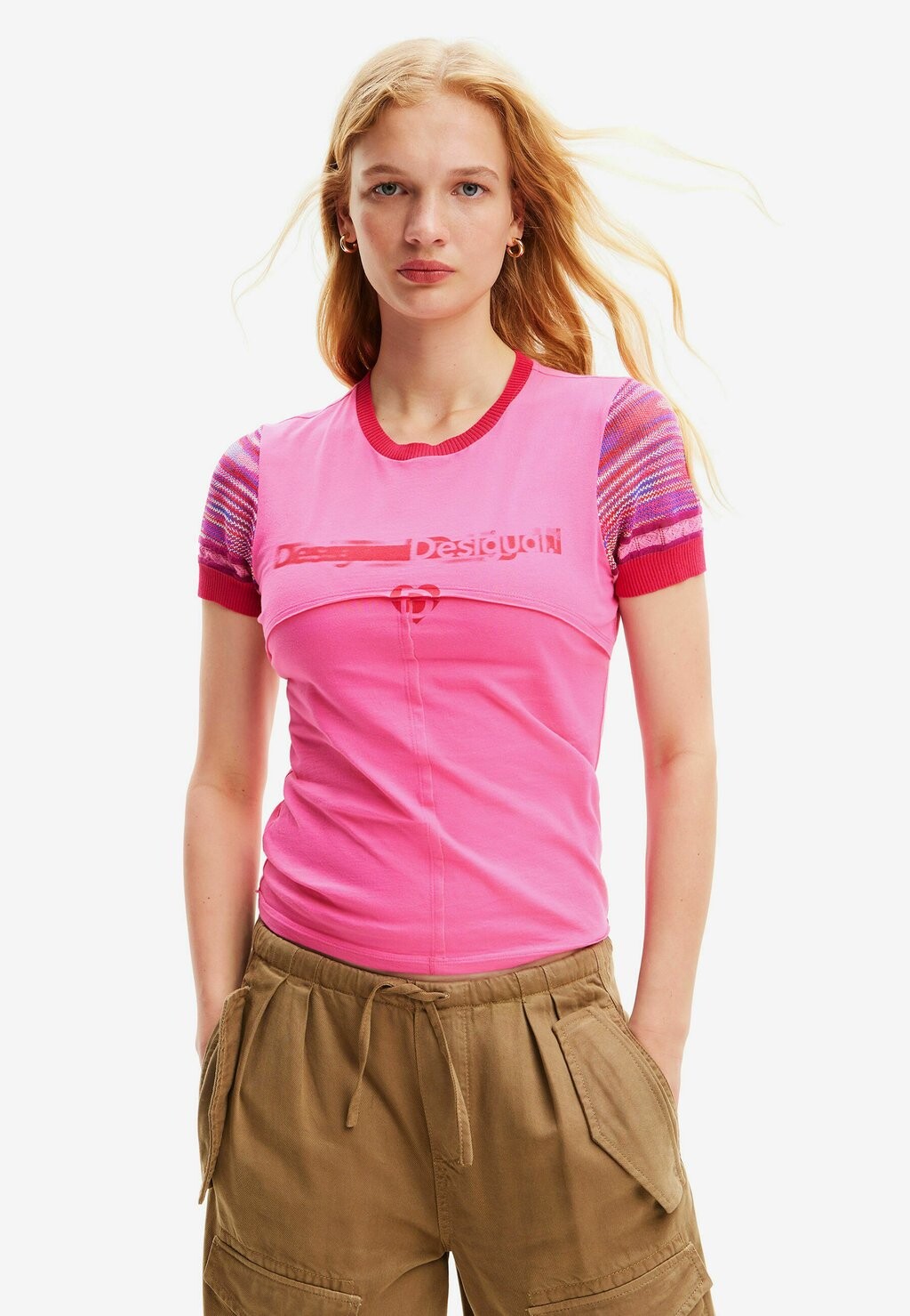 

Футболка с принтом SEAMED LOGO Desigual, цвет red