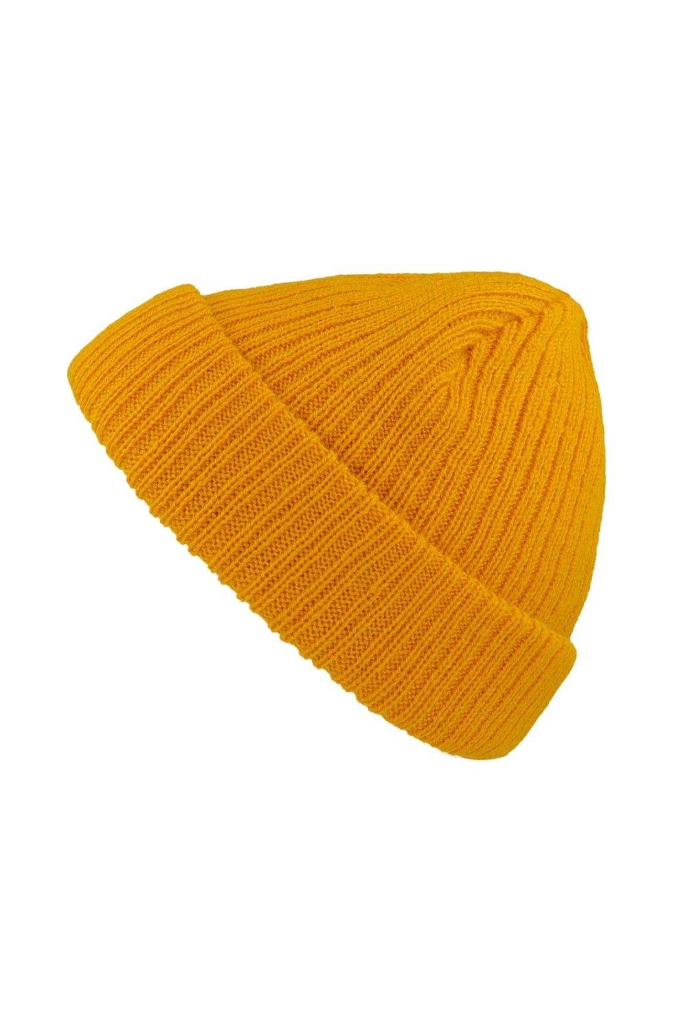 Короткая шапка Docker с отворотом Atlantis, желтый шапка бини 100%акрил размер свободный серый горчичный