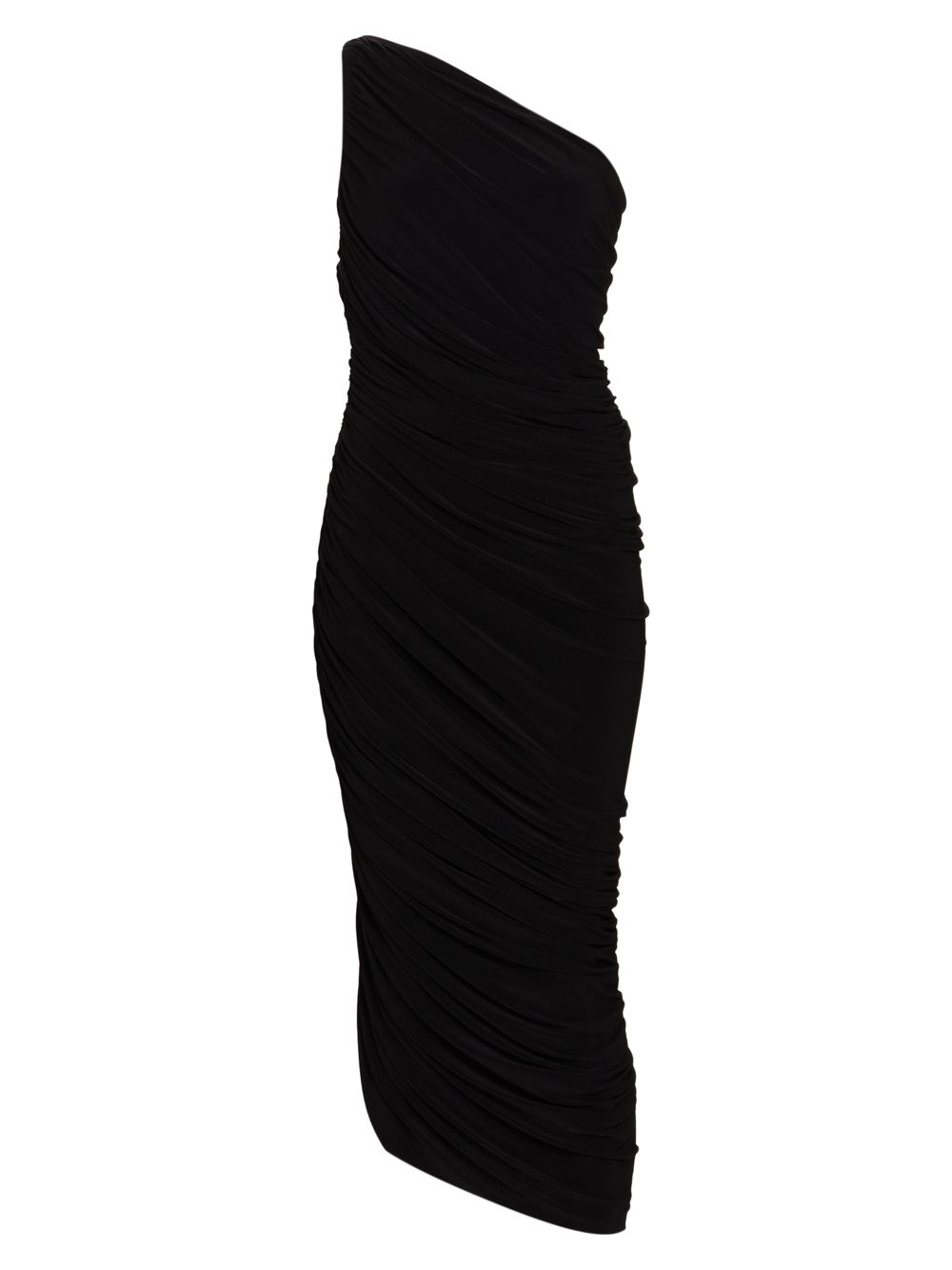 Платье Diana с рюшами на одно плечо Norma Kamali, черный трикотажное платье diana на одно плечо norma kamali черный
