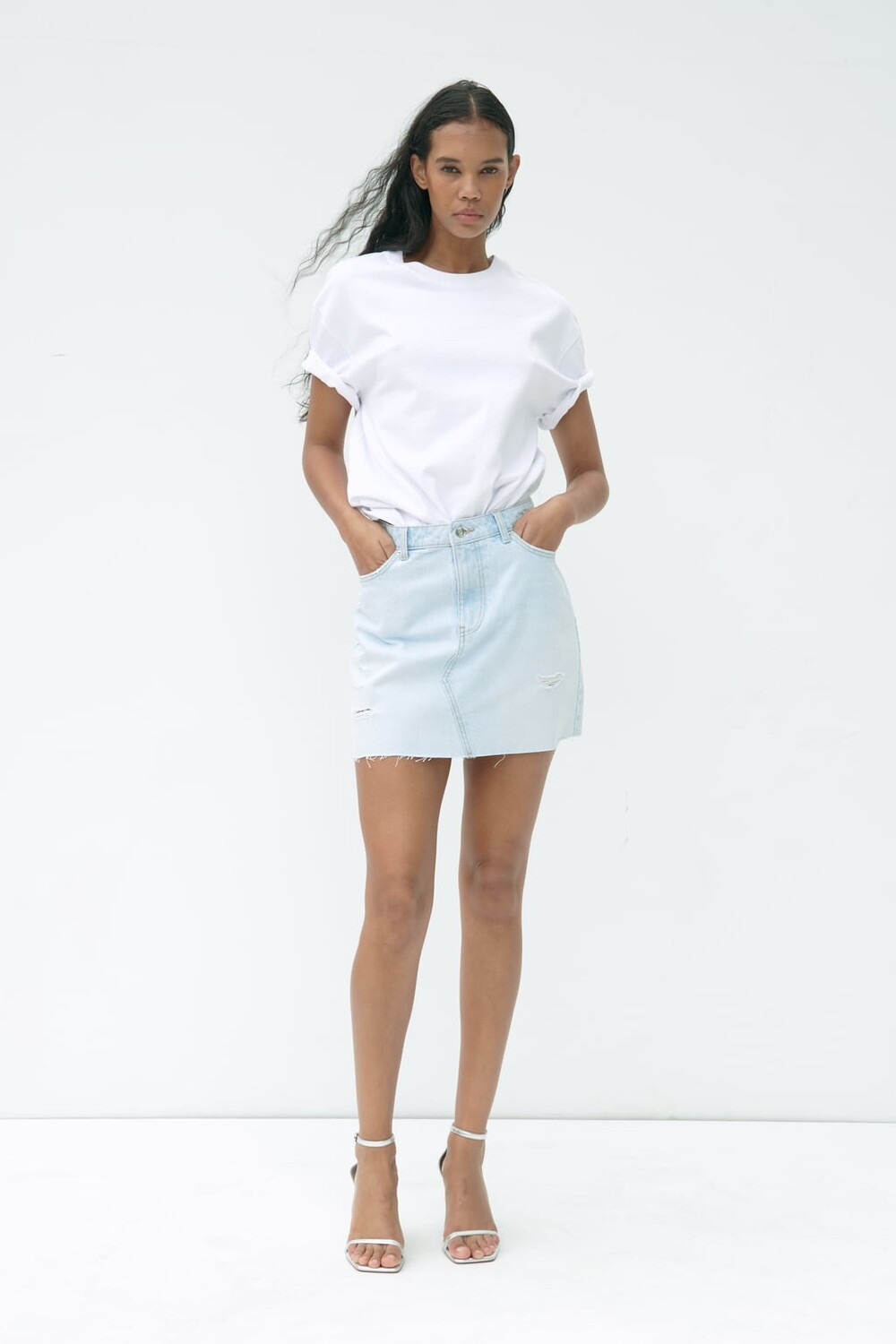 

Мини-юбка из денима z1975 ZARA, синий