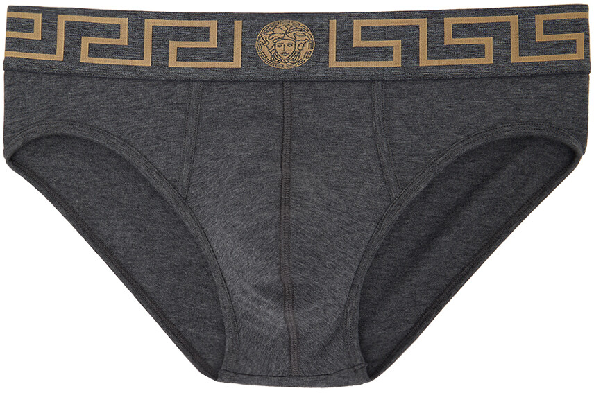 

Серые трусы с каймой Greca Versace Underwear