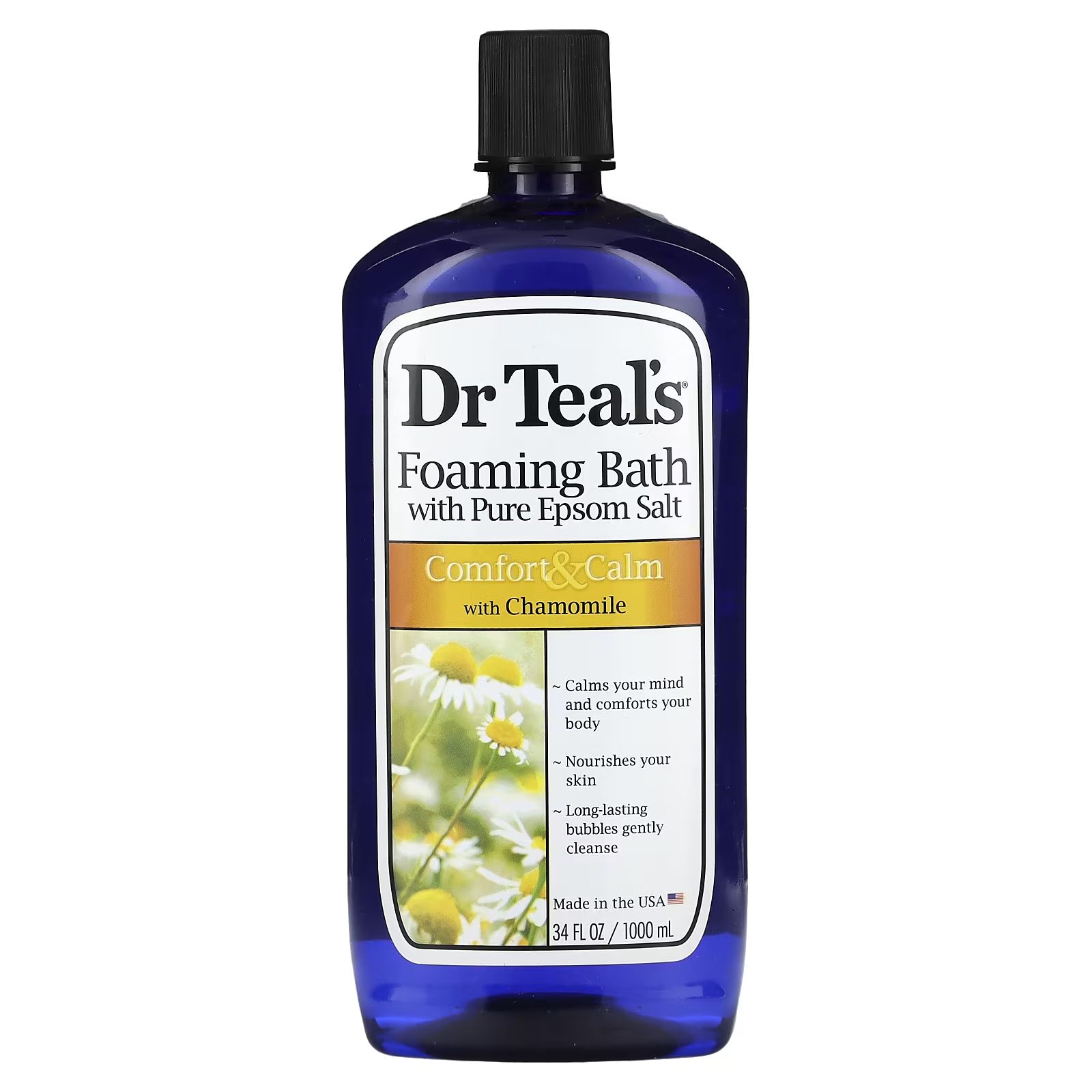 Пена для ванны Dr. Teal's с чистой английской солью и ромашкой, 1000 мл
