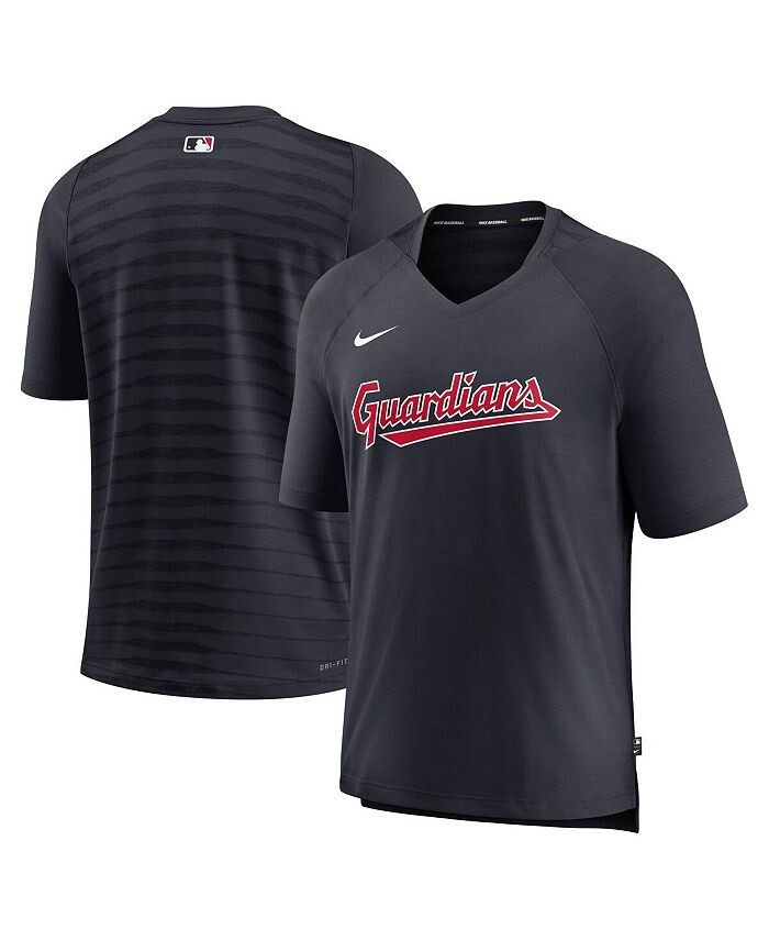 

Мужская темно-синяя футболка Cleveland Guardians Authentic Collection Pregame Raglan Performance с v-образным вырезом Nike, синий