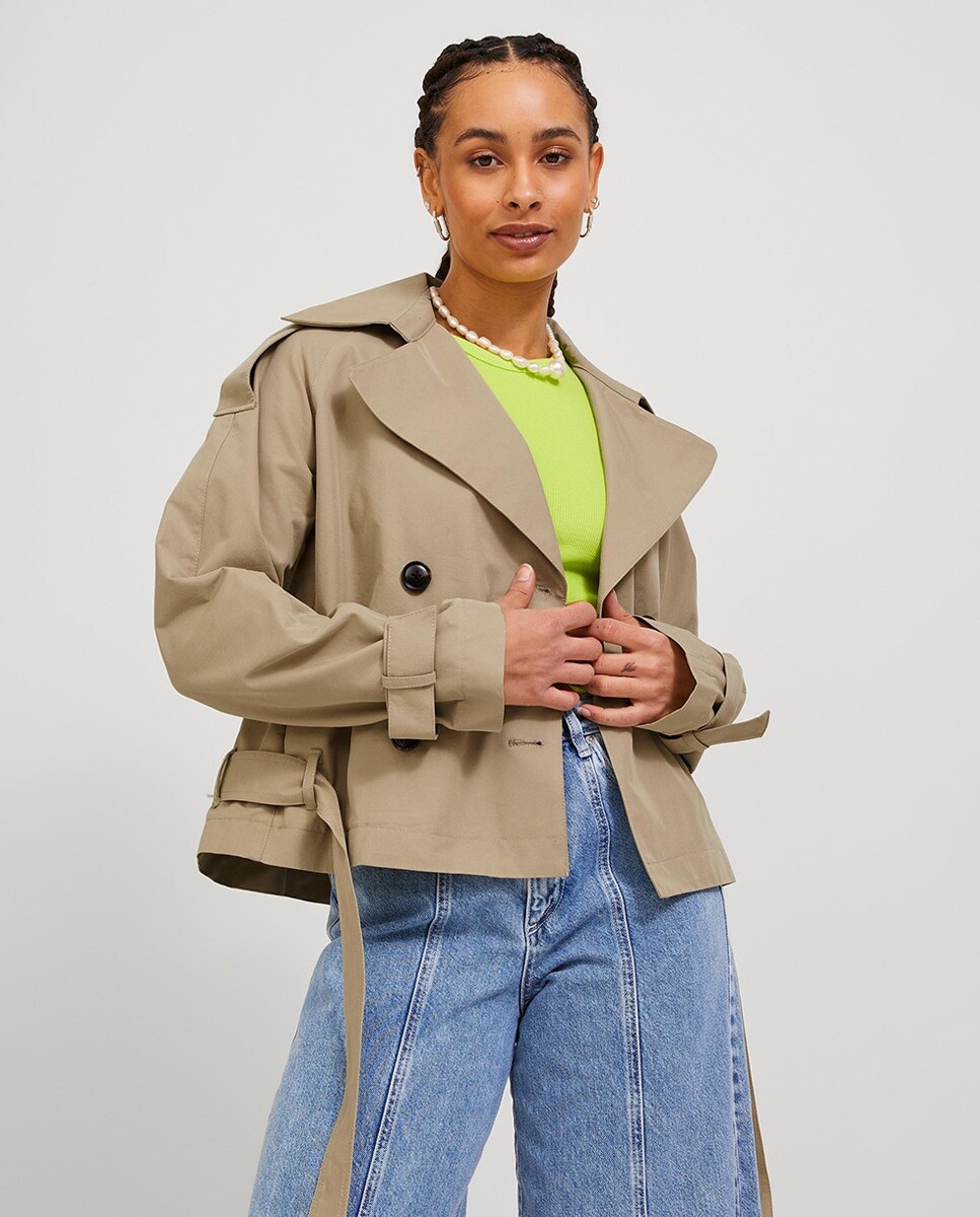 

Женский короткий тренч с поясом Jack & Jones, черный