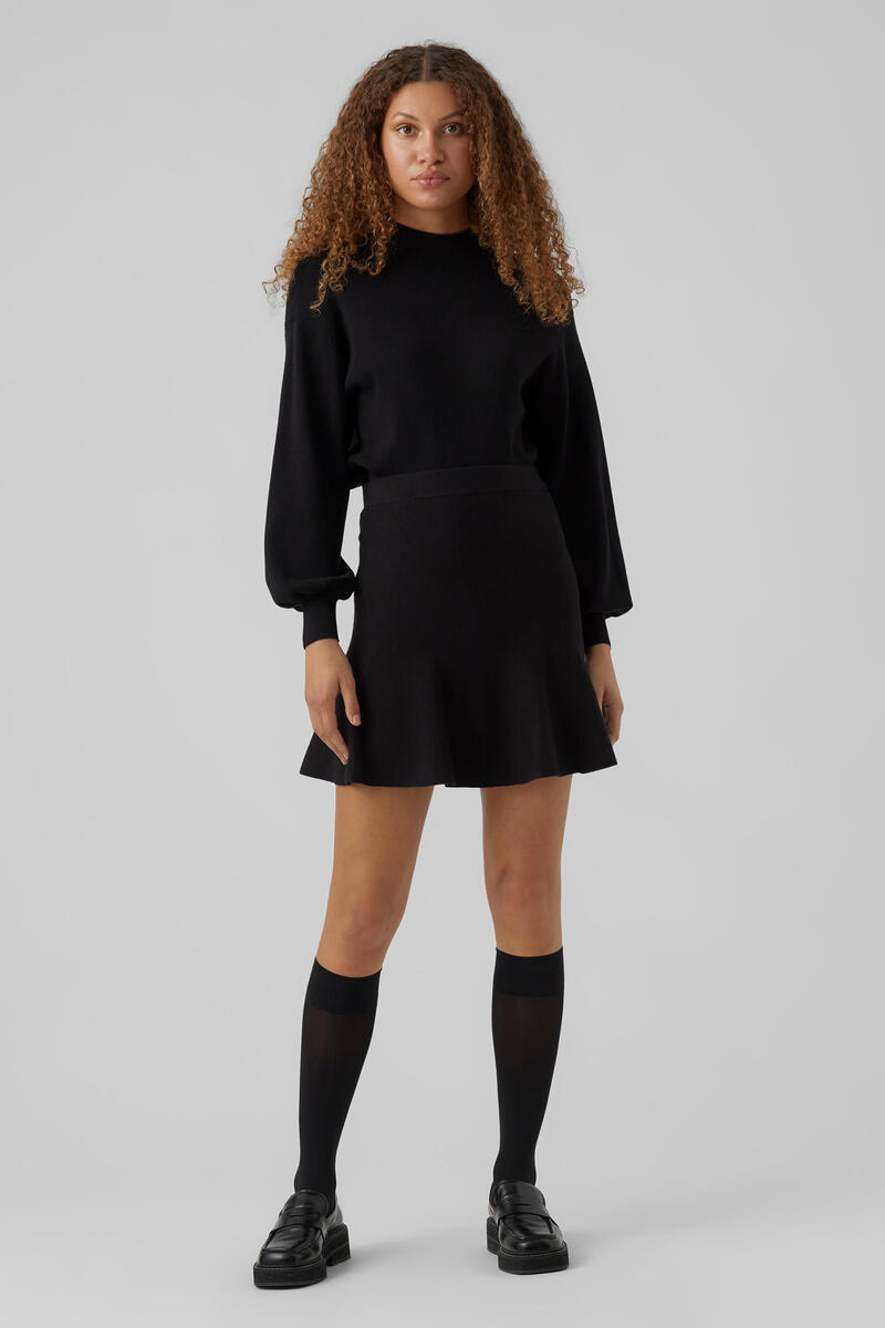 Короткая трикотажная юбка Vero Moda, черный черно белая трикотажная юбка макси vero moda с кружевным принтом