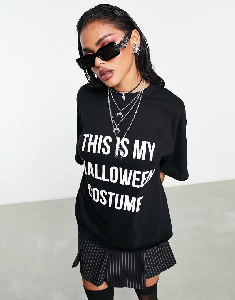 

Черная оверсайз-футболка черного цвета This Is My Halloween Костюм ASOS