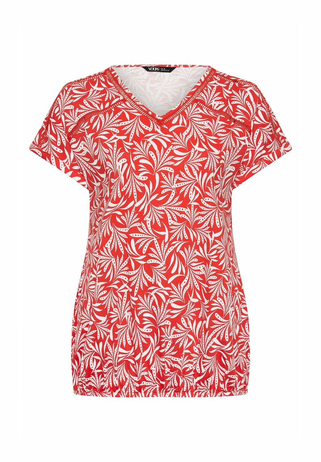 

Блуза LEAF PRINT BUBBLE HEM Yours Clothing, красный