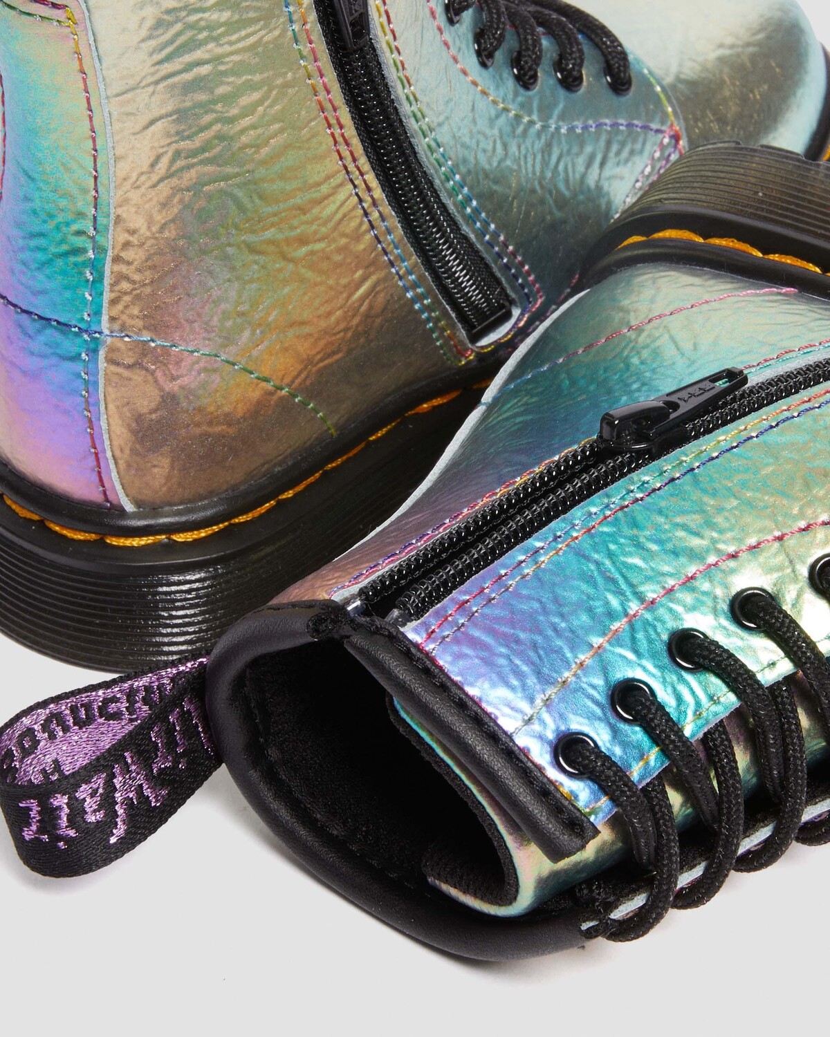 

Кожаные ботинки на шнуровке Toddler 1460 Rainbow с мятой отделкой Dr. Martens
