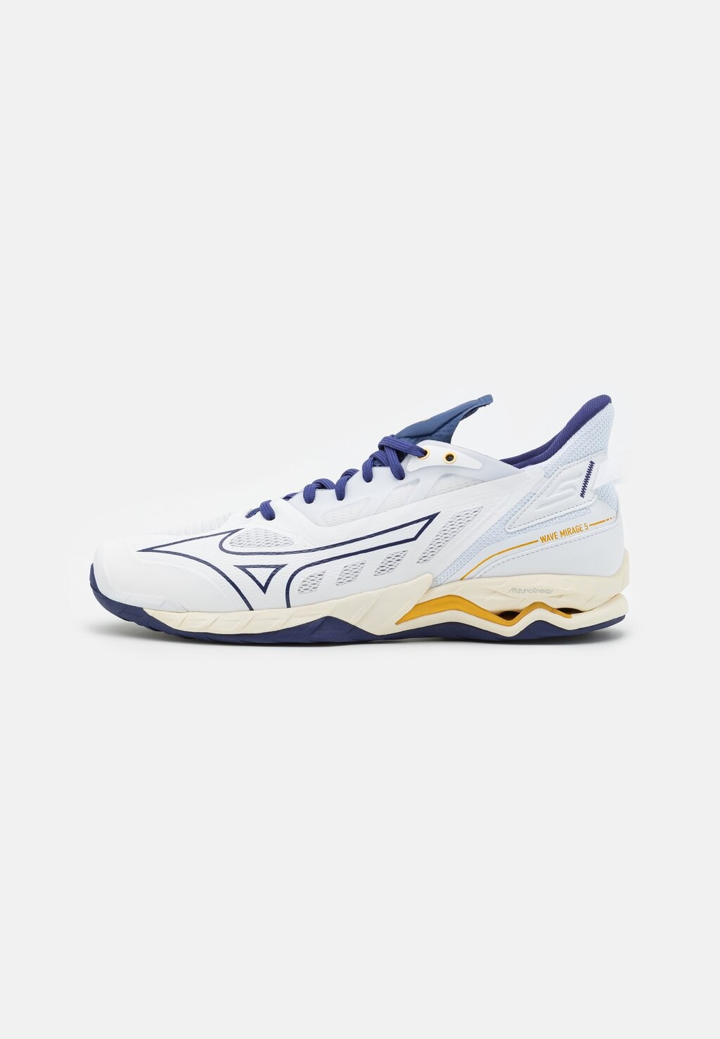 

Волейбольные кроссовки WAVE MIRAGE 5 Mizuno, белый/синяя лента/золотой