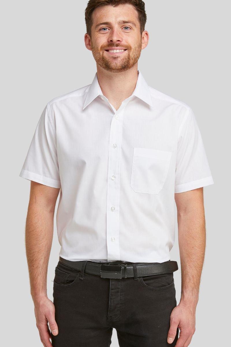 цена Белая классическая рубашка с коротким рукавом Easy Care Double TWO, белый