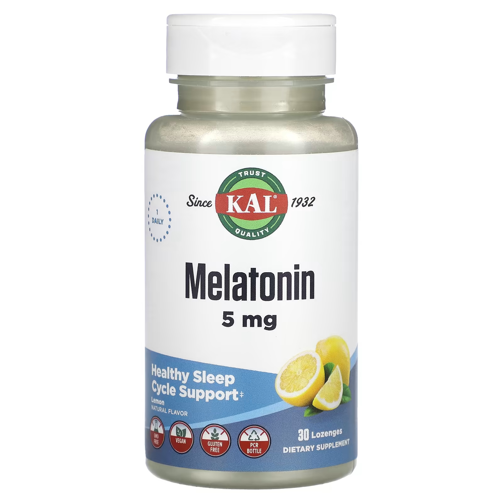Мелатонин Kal лимон 5 мг, 30 пастилок kal леденцы натуральная вишня 75 пастилок