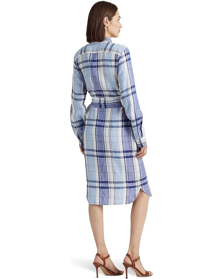 

Платье LAUREN Ralph Lauren Petite Floral & Plaid Linen Shirtdress, цвет Blue/White